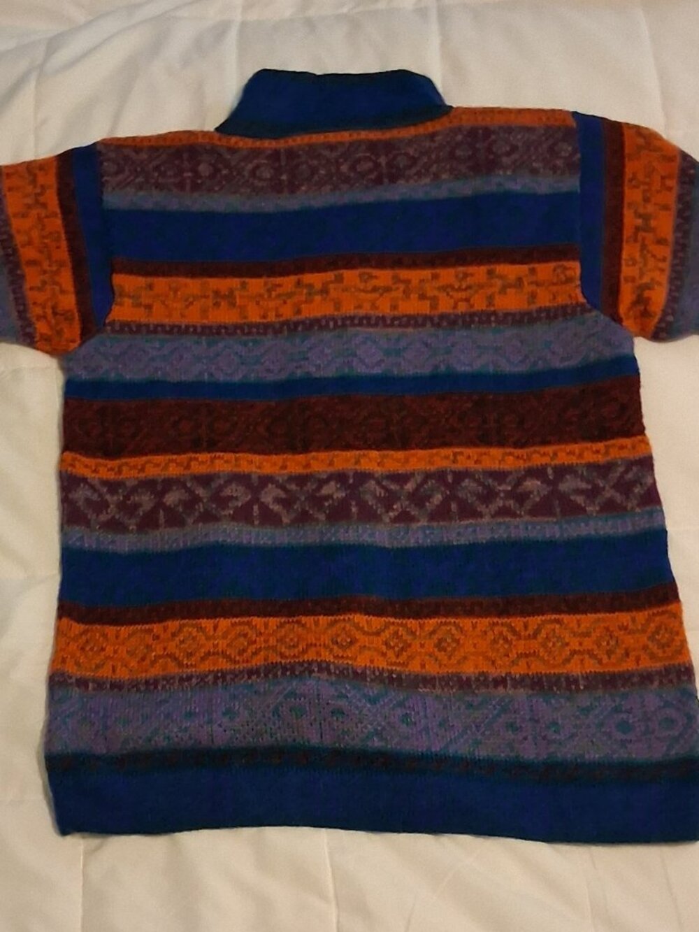 Inka Tradition Baby Alpaca Cardigan Sweater Handmade Peru Geometric Blue